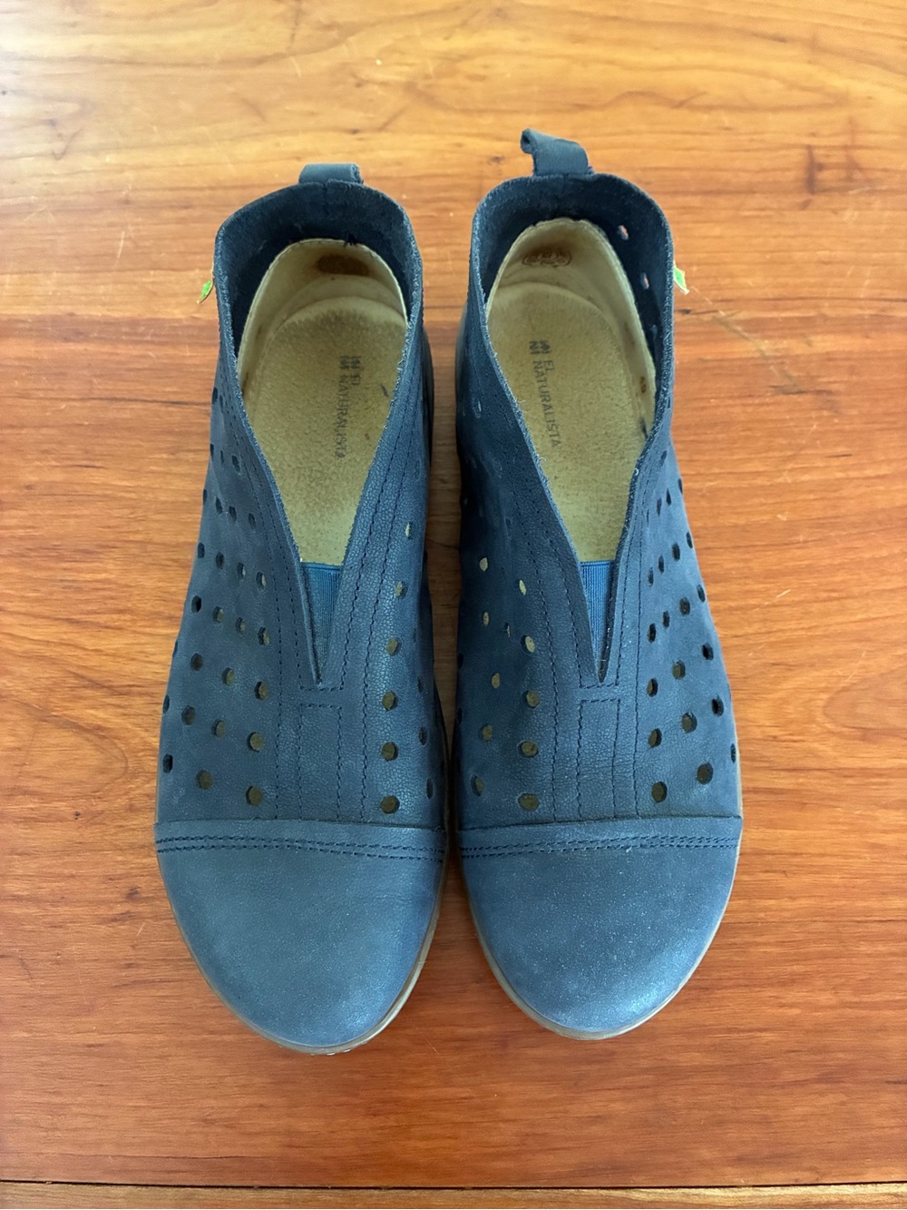 El Naturalista Blue Suede Perforated Slip-On Shoes